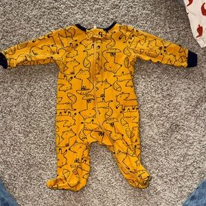 Gerber Yellow Fox-Print Footed One-Piece Pajamas